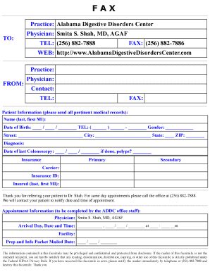 Fillable Online Referral Form Alabama Digestive Disorders Center Fax