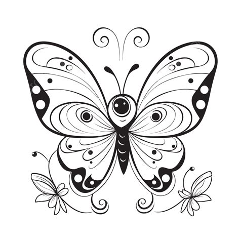 An Elegant White And Black Butterfly Vector Illustration Outline Sketch Drawing Butterfly