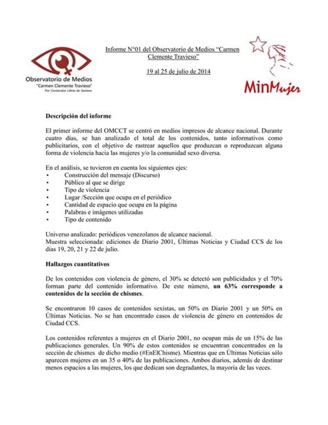 Informe N Del Observatorio De Medios Carmen Clemente Travieso Pdf