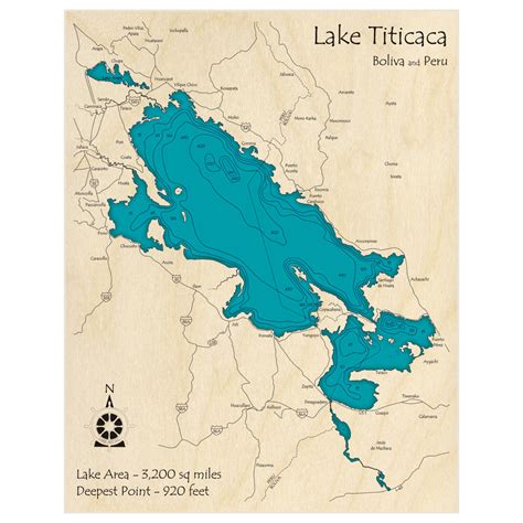 Lake Titicaca 3d Custom Wood Map Lake Art Llc