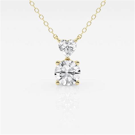 1 13 Ctw Toi Et Moi Heart And Round Pendant Grownbrilliance