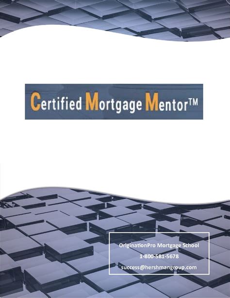 Certified Mortgage Mentor Originationpro Mortgage School