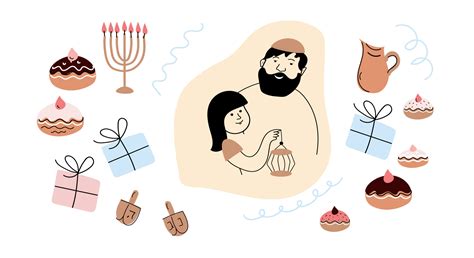 Hanukkah Vector Doodle Set Israel Happy Greeting Hanukkah Cards