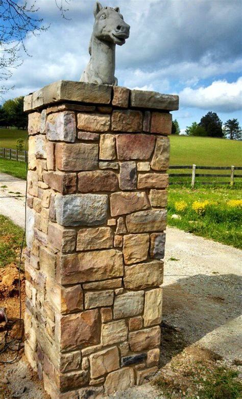 Stone gate column by Cornerstone Masonry | Stone driveway, Stone ...