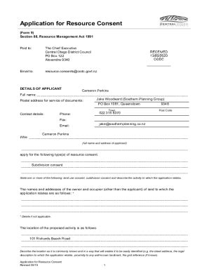 Fillable Online Applying For A Resource Consent Fax Email Print Pdffiller