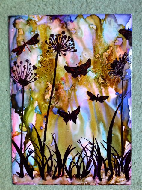 Alcohol Ink Background Stencil With A Black Sharpie Alcohol Ink