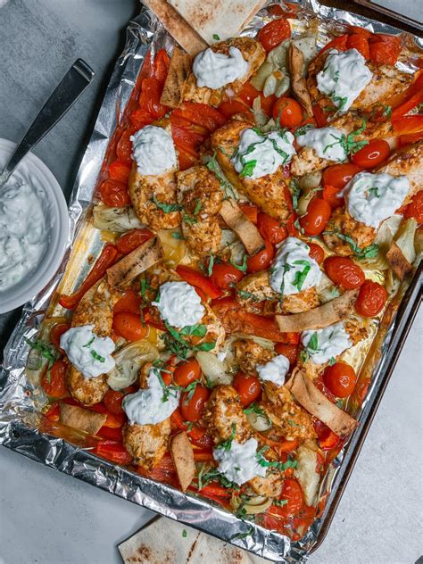 Easy Yogurt Marinated Sheet Pan Greek Chicken Pitas Recipe