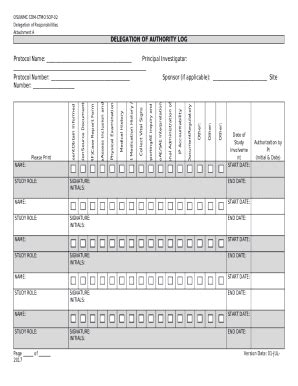 SOP02 Attachment A Delegation Of Authority Log Doc Template PdfFiller