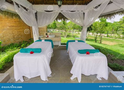 Beautiful Inviting View Of Cozy Comfortable Massage Beds Standing