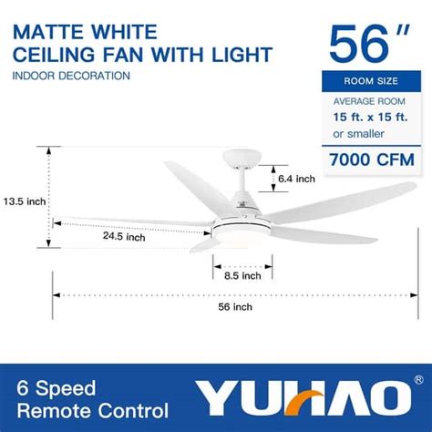 56 in. Dimmable Integrated LED Indoor White Ceiling Fan with Reversible ...