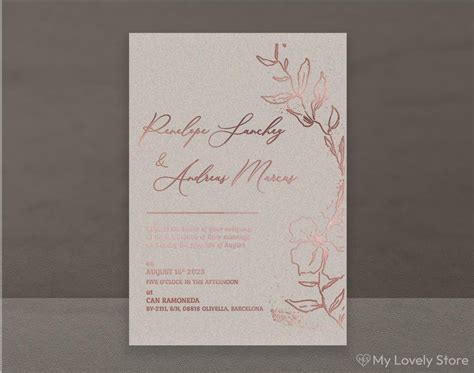 Barely There Silver Shimmery Paper Foil Pressed Invitation Mls Custom