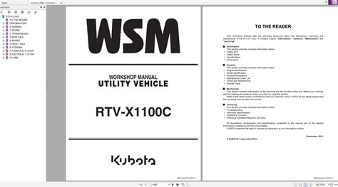 Kubota Utility Vehicle RTV X1100C Workshop Manual EN