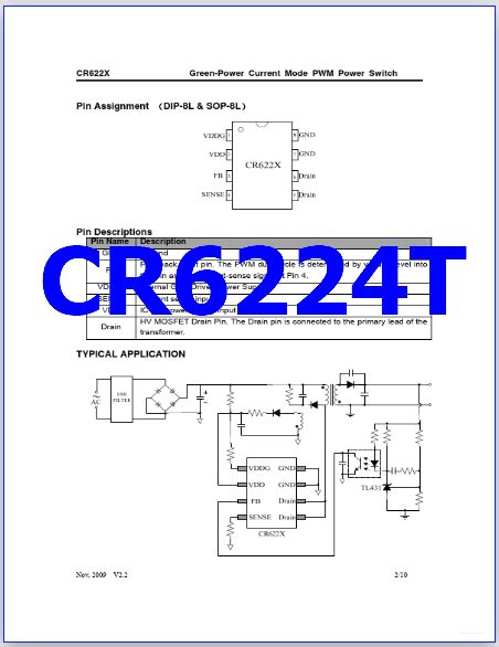 CR6224T PDF Datasheet Current Mode PWM Power Switch