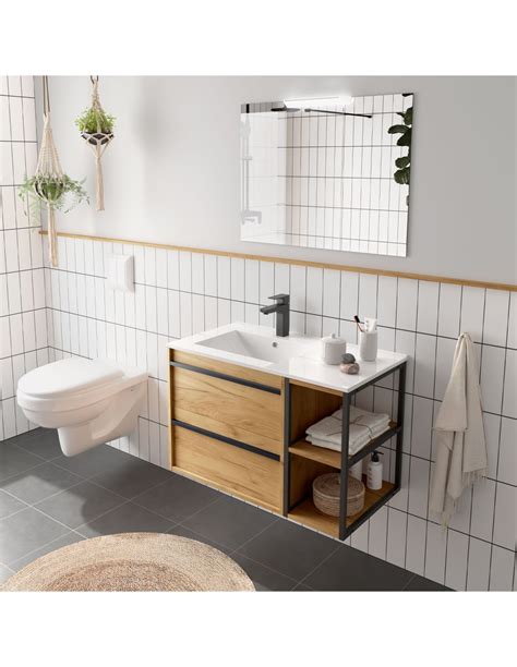 Mobile Da Bagno Sospeso 85 Cm Con Vano Rovere Africa Salgar Attila