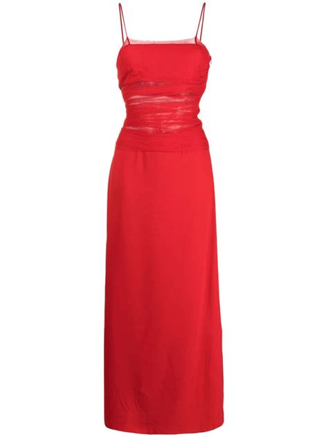 Christopher Esber Contrast Sheer Panelled Maxi Dress Red Editorialist