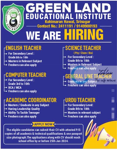 Green Land Educational Institute Srinagar Teaching Jobs 2024 Jehlum