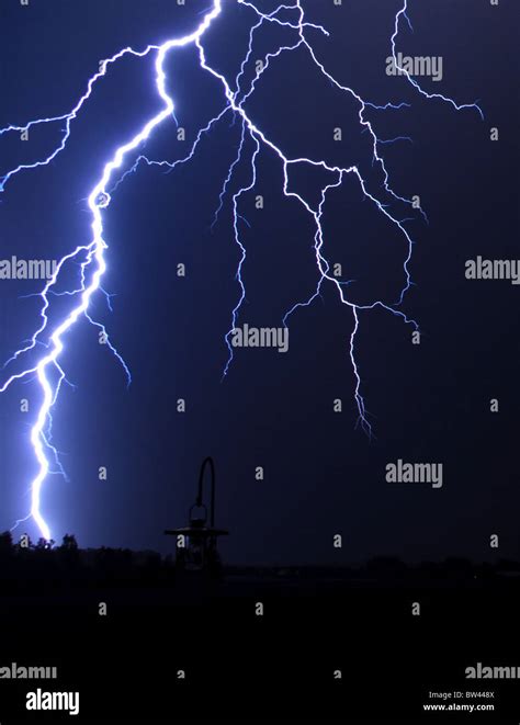 Lightning Strike At Night In The Country Stock Photo Alamy