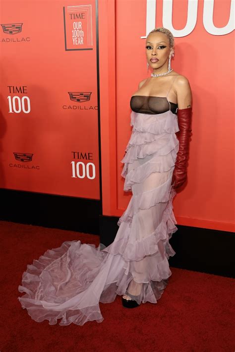 Doja Cat Soars In Sheer Dress And 6 Inch Heels At Time 100 Gala 2023 Footwear News