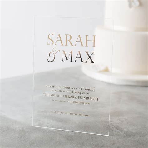 Personalised Acrylic Foiled Wedding Invitations Twenty Seven