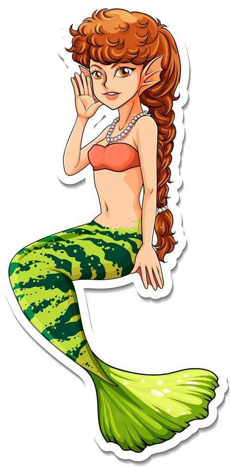 Beautiful mermaid cartoon character sticker 2747444 Vector Art at Vecteezy