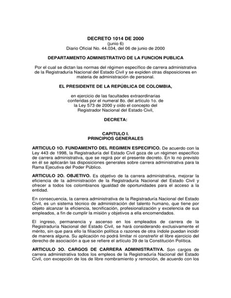 Decreto De Registradur A Nacional Del Estado Civil