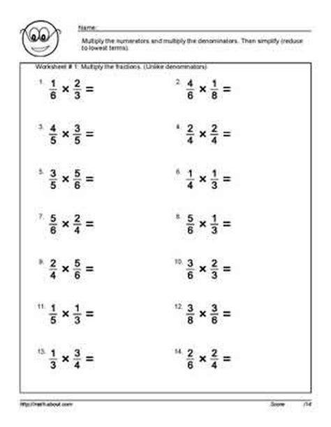 Fractions Worksheets Multiplication And Division