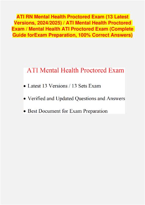 ATI RN Mental Health Proctored Exam 13 Latest Versions 2023 2024