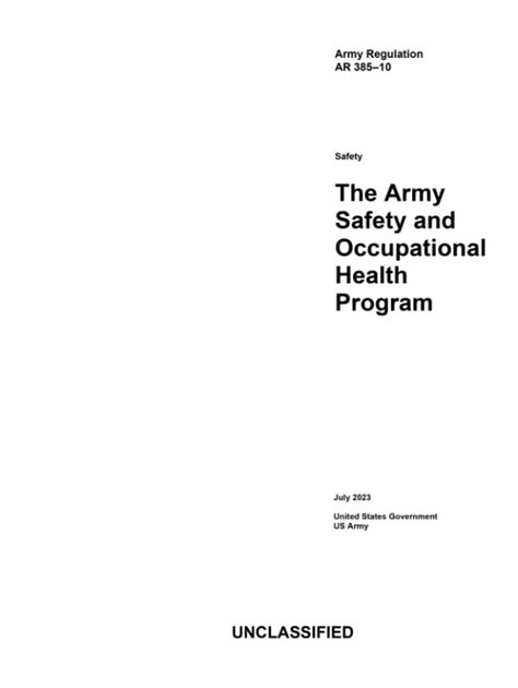 Army Regulation Ar 385 10 The Army Safety And Occupational Health Program July 2023 By United