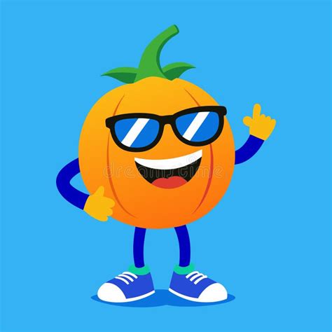 Cheerful Pumpkin With Big Smile And Cool Sunglasses Playful Illustration Stock Illustration