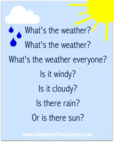 Preschool Weather Song - Free Printable Lyrics - No Time For Flash Cards