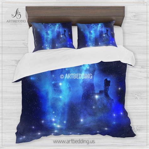 Space bedding set, Green Nebula duvet cover set, Stars in deep space ...