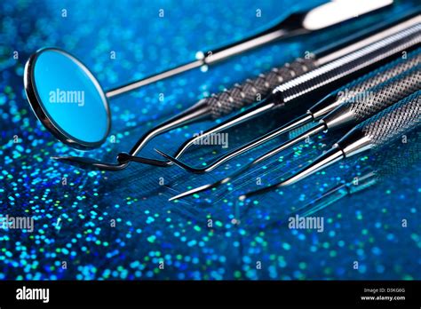 dentist equipment  blue background stock photo alamy