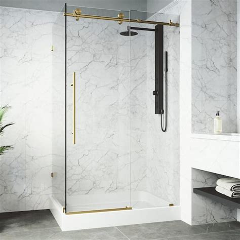 Vigo Elan E Class 36 In L X 48 In W X 82 In H Frameless Sliding Shower Enclosure Kit In Matte