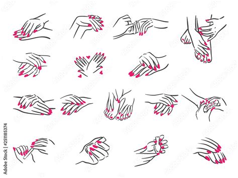 Vector Illustration Concept Of Hands With Manicure Icon Black On White