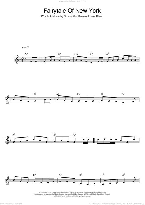 The Pogues Fairytale Of New York Sheet Music For Alto Saxophone Solo