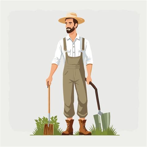 Premium Vector Male Farmer Vector On White Background