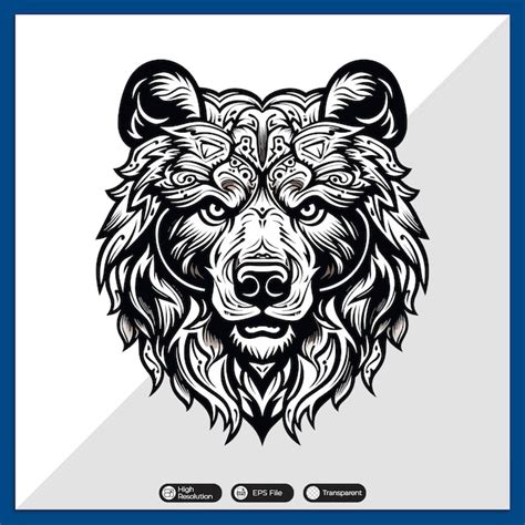 Premium Vector Black And White Bear Vector Tshirt Design