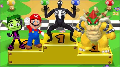 Mario Party Minigames Spider Man Vs Mario Vs Bowser Vs Beast Boy