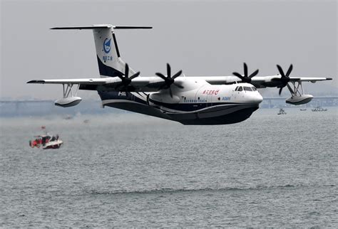 China Flies Ag600 Large Amphibious Aircraft From Sea