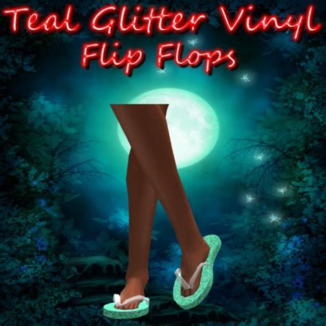 Second Life Marketplace - Teal Glitter Vinyl Flipflops