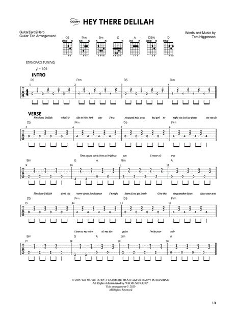 Hey There Delilah Easy Guitar Chords