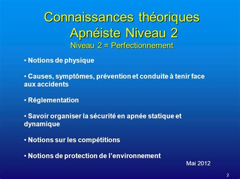 LApnée Connaissances et approche théoriques pour Apnéiste Niveau 2