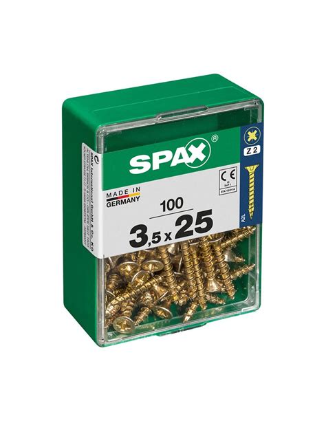 Spax Box 100 Units Wood Screw Flat Head Yellox 35x25mm