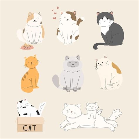 Premium Vector Vector Coloured Cats Collection