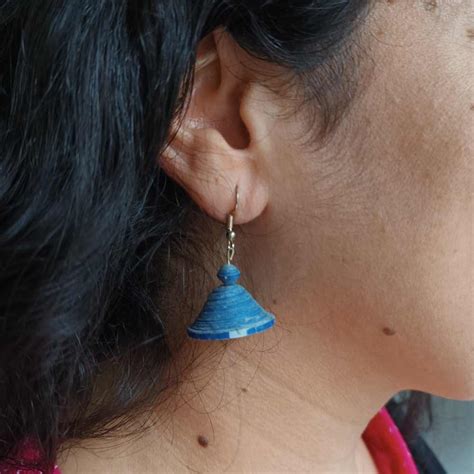 Boucles Doreilles En Papier Bleu Boutique Solidaire