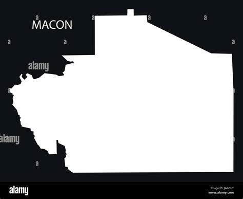 Macon County Map Of Alabama Usa Black Inverted Illustration Stock