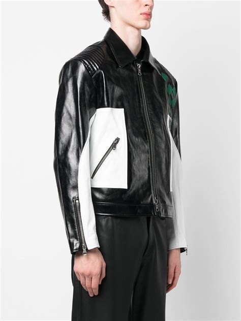 Andersson Bell Black White Paneled Leather Biker Jacket ModeSens