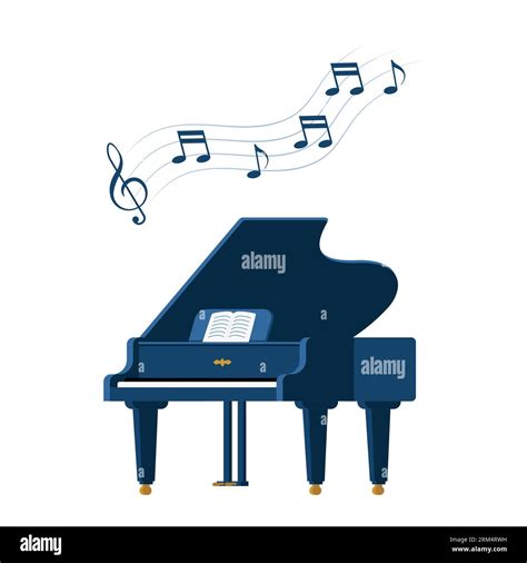 Grand Piano And Sheet Music On A Stand Music Instrument Treble Clef