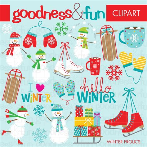 Winter Frolics Winter Holiday Clipart Digital Winter Frolics Holiday ...