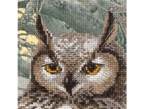 Eagle Owl Cross Stitch Kit, code 0038 PT RIOLIS | Buy online on Mybobbin.com